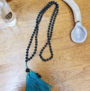 Necklace tassels volcanic rock mala style 4/$25